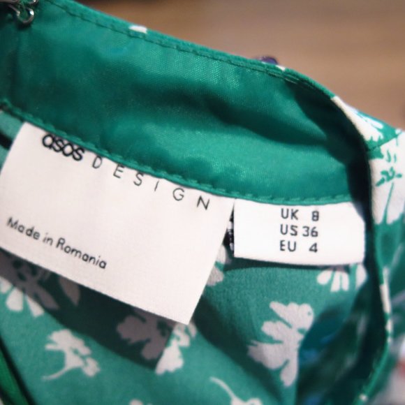 ASOS DESIGN midi tea dress green and white floral - Picture 10 of 14